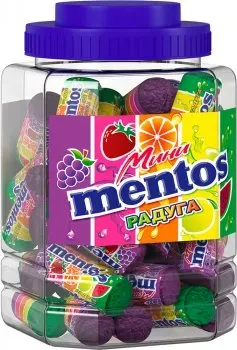 Упаковка жувальних драже Mentos mini Радуга 10г x 50 шт