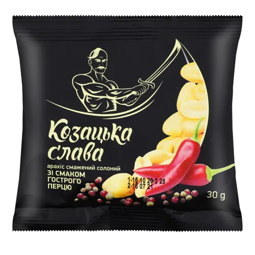 Арахіс смажений солоний зі смаком гострого перцю Козацька слава м/у 30г