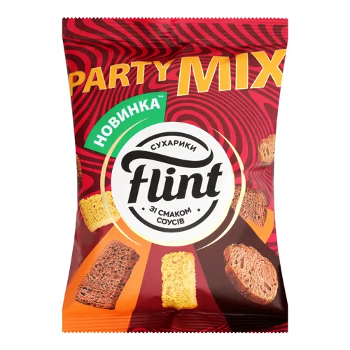 Сухарики зі смаком соусів Flint Party міх м/у 100г
