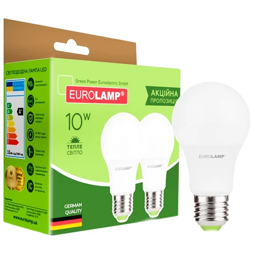Лампочки Eurolamp LED А60 10W E27 3000K 2шт