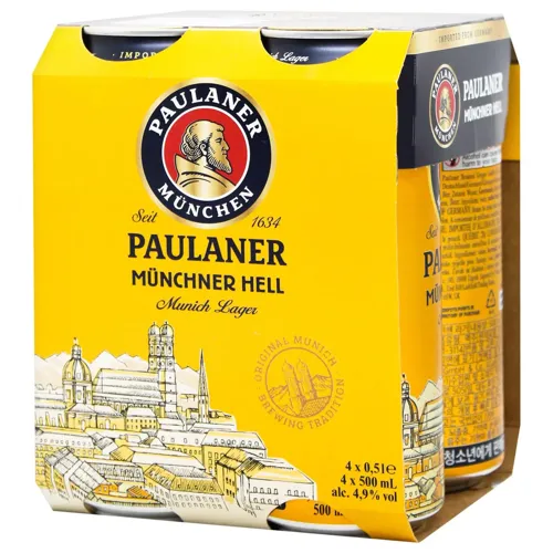 Пиво Paulaner світле в скляній банці 4шт по 0,5л