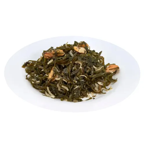 Салат з морської капусти ламінарія з мідіями овочами та цибулею