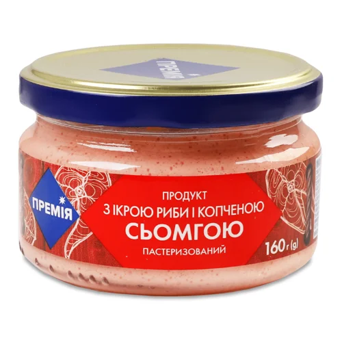 Продукт Премія з ікрою риби і сьомгою пастерізований 160г