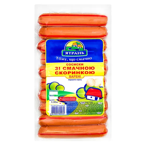 Сосиски варені Зі смачною скоринкою Ятрань 0.395кг