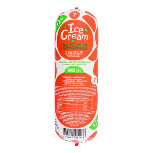 Морозиво 12% з наповнювачем Полуничний з ароматом полуниці Семерка м/у 1кг