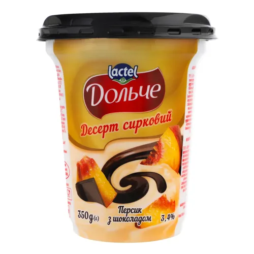 Десерт 3.4% сирковий Персик з шоколадом Дольче ст 350г