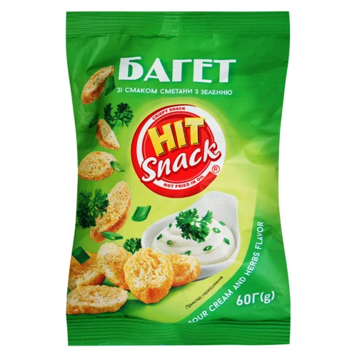 Багет Hit Snack сметана з зеленню 60г