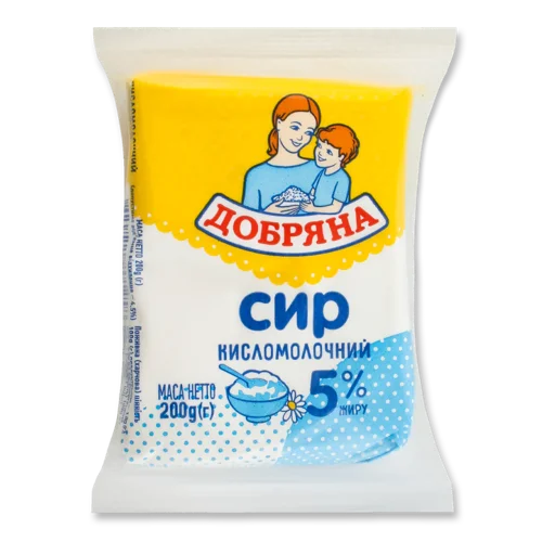 Сир Кисломолочний 5% Добряна, м/у, 200г