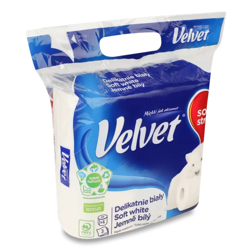 Туалетний Папір 3-Шаровий Soft White Velvet, 8шт, в/ґ