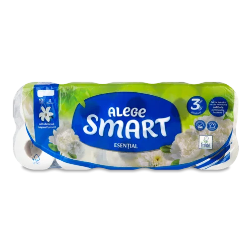 Туалетний Папір 3-Шаровий Essential Smart, 10 шт, в/к