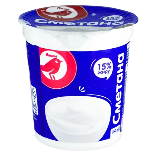 АШАН Сметана 15% 350г