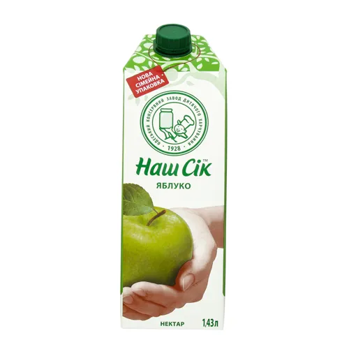Нектар яблучний освітлений Наш сік т/п 1.43л
