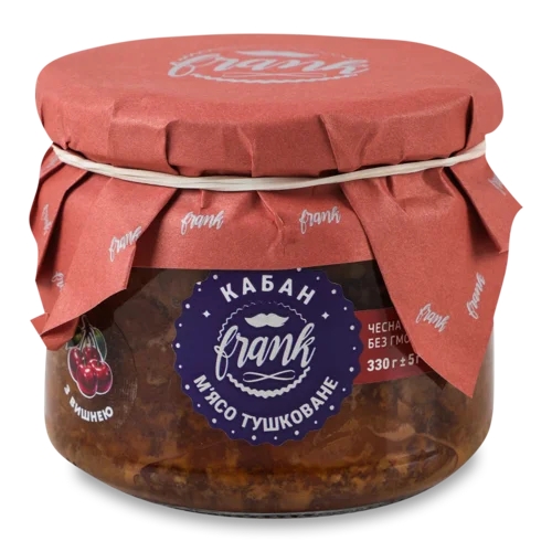 М'ясо Кабана Тушковане З Вишнею, Скляна Банка, Вищого Ґатунку, 330г