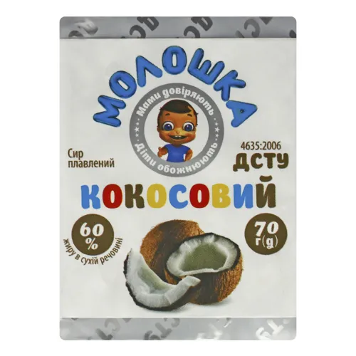 Сир плавлений 60% Кокосовий Молошка м/у 70г
