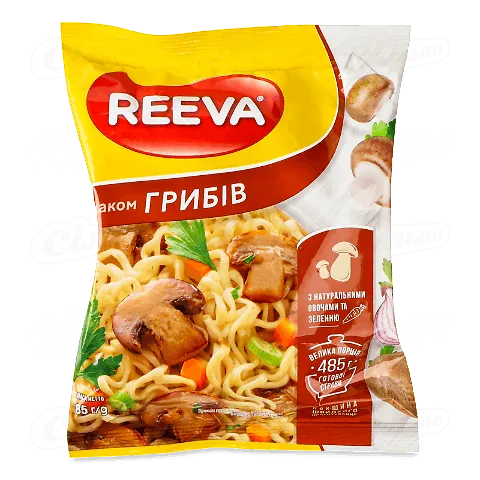 Локшина Reeva швидкого приготування яєчна по-домашньому з грибами 85г
