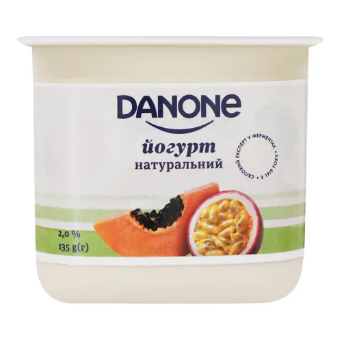 Йогурт 2% натуральний Папайя-маракуйя Danone ст 135г