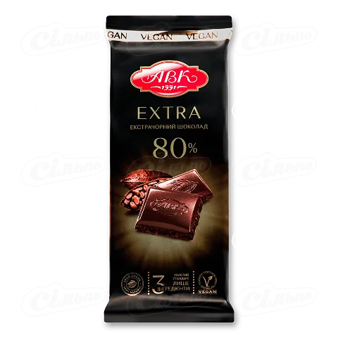 Шоколад екстрачорний «АВК» 80%, 90г