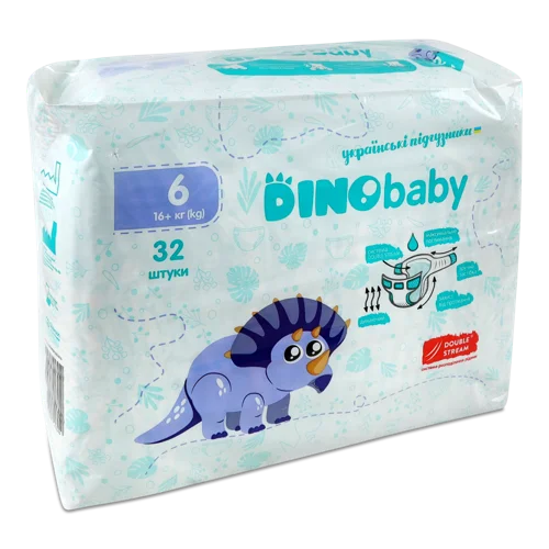 Підгузки Діти 16кг+ Dinobaby, 32шт, в/ґ