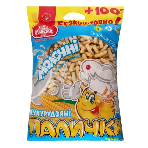 Палички кукурудзяні Молочні Мак-Дак 500г