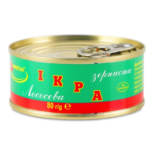 Ікра Лососева Зерниста Вищого Ґатунку, З/Б 80г