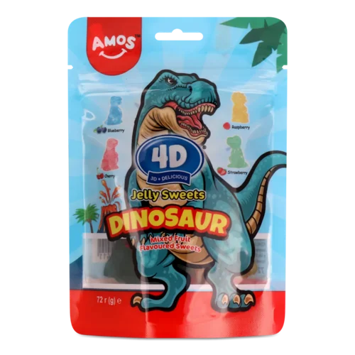 Цукерки Amos Динозаври 4D асорті желейні