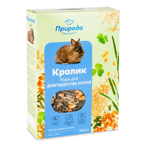 Корм Для Довгошерстих Кролів Біотин Природа Картонна Упаковка 500г