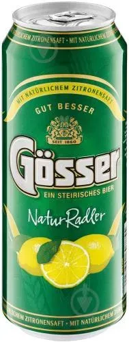 Пиво Gosser Natur Radler з лимонним смаком світле 2% 0,5л