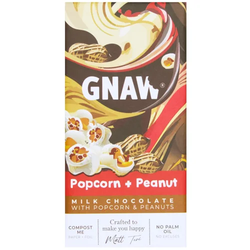 Молочний шоколад з попкорном та арахісом ТМ GNAW 80 г