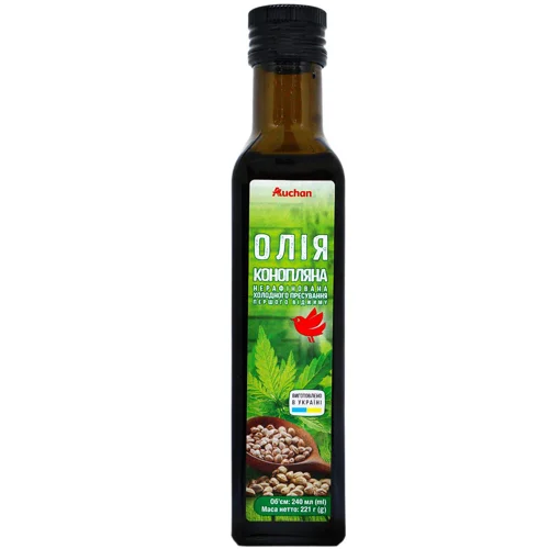 Олія конопляна Auchan нерафінована першого віджиму 240мл