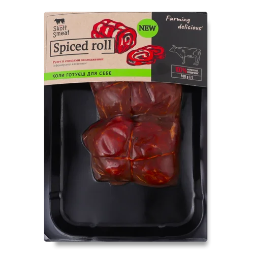 Яловичий Рулет зі Спеціями Skott Smeat В/У, 0.5кг