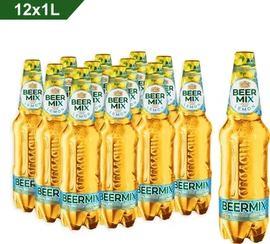 Упаковка пива Beermix Лимон світле фільтроване 2.5% 1л х 12 шт