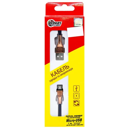 Кабель зарядки Dengos Micro-USB круглий сітка синій 1м