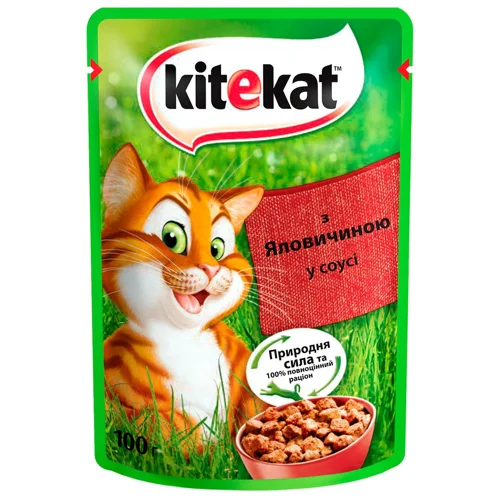 Корм вологий Kitekat з яловичиною для котів 85г