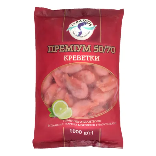 Креветки в панцирі Преміум 50/70 Північно-Атлантичні Albatros в/м м/у 1000г