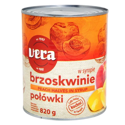 Персики Vera половинки в сиропі 820г