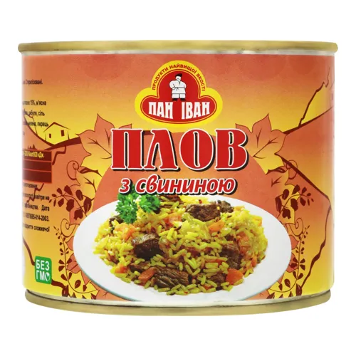 Консерва м'ясо-рослинна Плов зі свининою Пан Іван з/б 525г