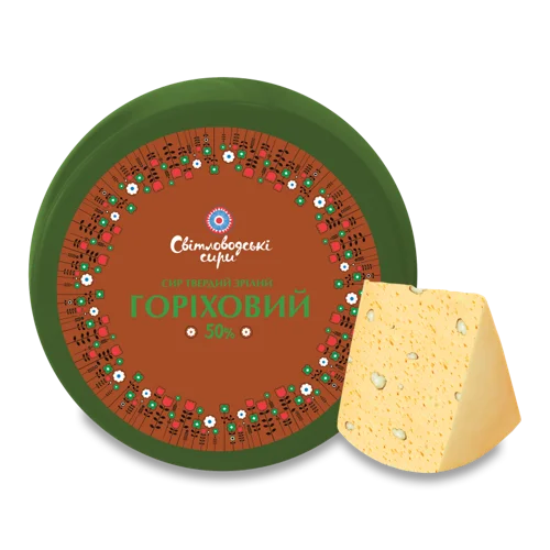 Сир Твердий Горіховий Світловодські Сири, 50% Жиру, кг