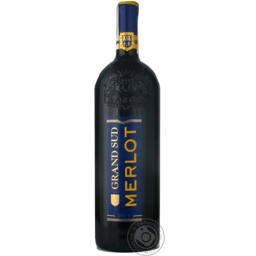Вино Grand Sud Merlot натуральне виноградне червоне сухе 13.5% 1л