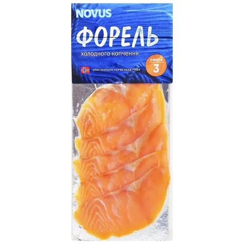 Форель Novus холодного копчення нарізана 90г