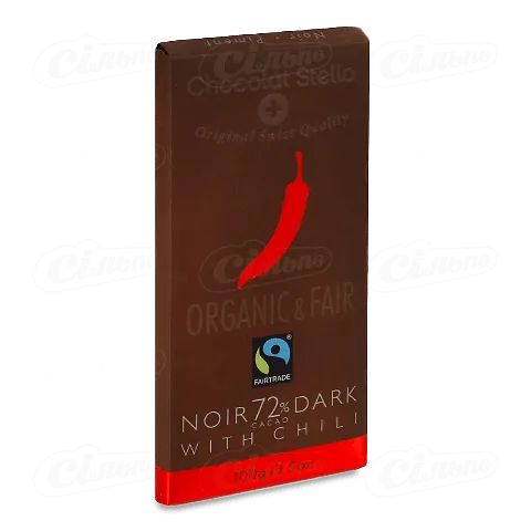 Шоколад чорний «Chocolat Stella» з перцем чилі органічний, 100г