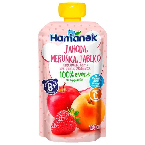 Пюре Hamanek яблуко з полуницею та абрикосом 100г