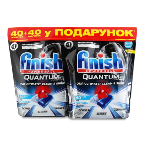 Посудомийні таблетки Quantum Powerball Finish 2х40шт, в/ґ