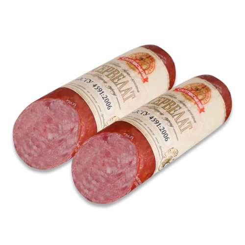 Ковбаса Сервелат Варено-Копчене Салтівський М'ясокомбінат, кг