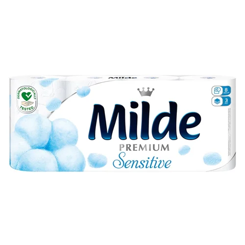 Туалетний папір Milde Premium Sensitive 3-шаровий 8шт
