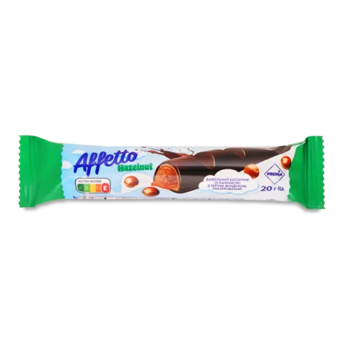 Батончик PREMIA Affetto вафельний з начинкою з тертим фундуком 20г