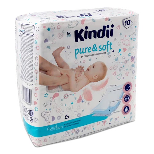 Підгузки для сповивання 60х60см Pure&Soft Kindii, 10шт