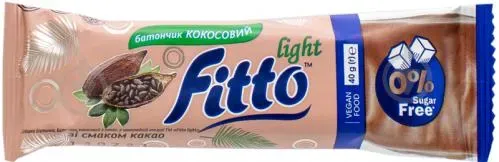 Батончик Fitto Light кокосовий з какао у шоколадній глазурі 40г