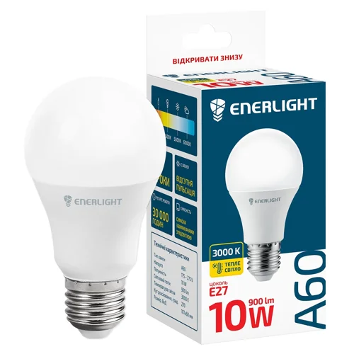 Лампа світлодіодна Enerlight A60 10Вт 3000K E27