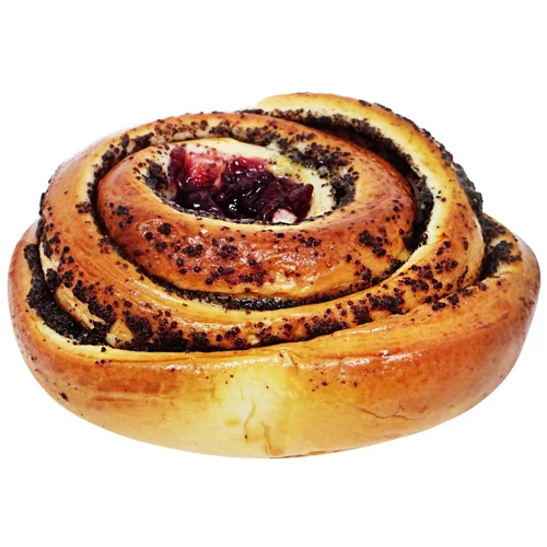 Булочка Auchan Ватрушка з маком та вишнею 120г