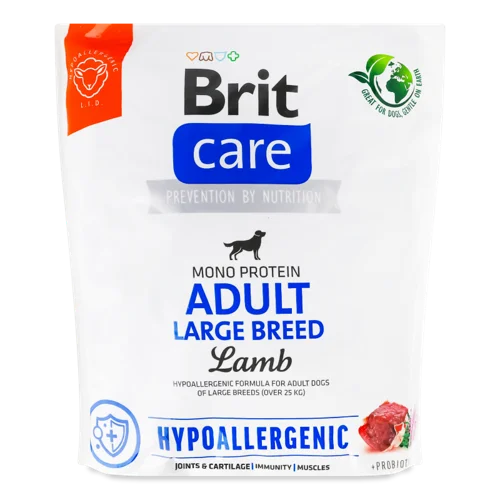 Корм сухий повнораціонний для дорослих собак Lamb Hypoallergenic Large Breed Care Brit, в/к, 1кг